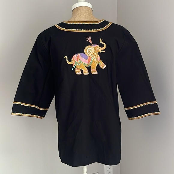 Bob Mackie Embroidered Elephant Jacket Coat Large - Picture 6 of 7